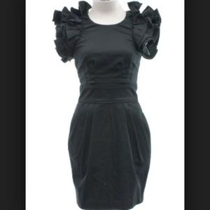French Connection Black Ruffled Sleeve Dress